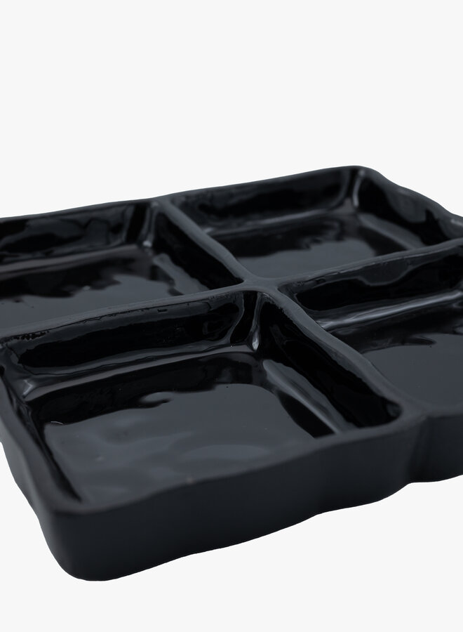 Schaal 4 vakken zwart glimmend