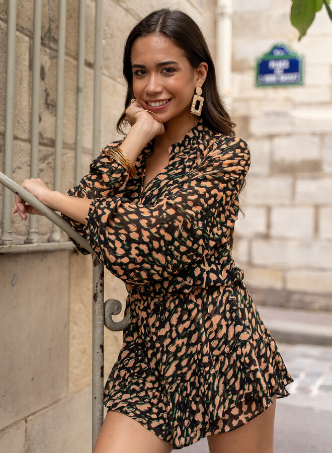 Jumpsuit luipaard print donker