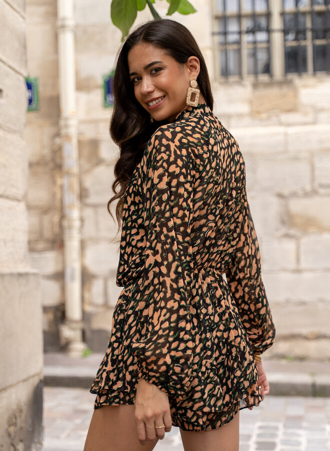 Jumpsuit luipaard print donker