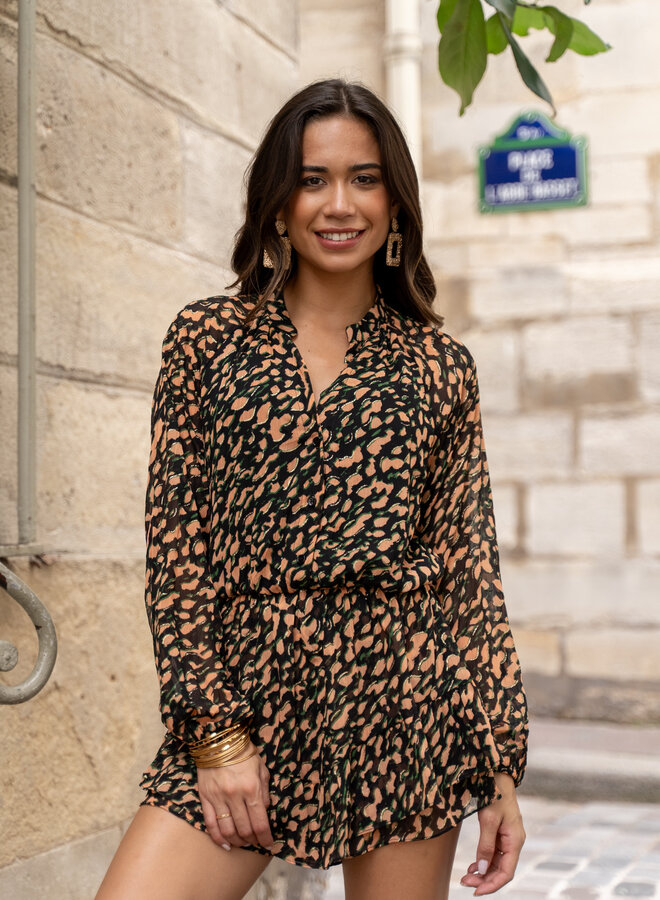 Jumpsuit luipaard print donker