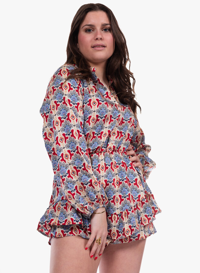 Jumpsuit zomer print rood