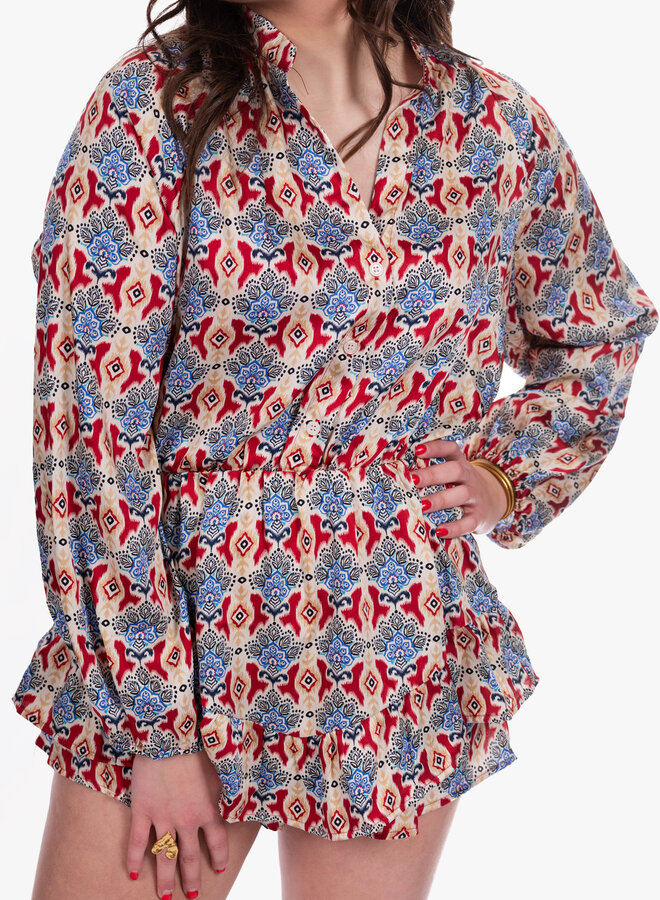 Jumpsuit zomer print rood