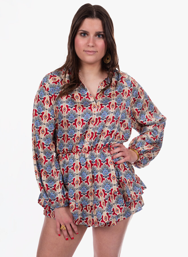 Jumpsuit zomer print rood