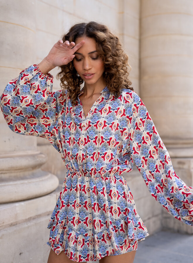 Jumpsuit zomer print rood