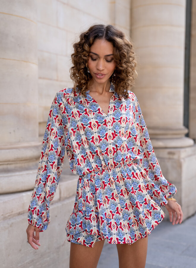 Jumpsuit zomer print rood