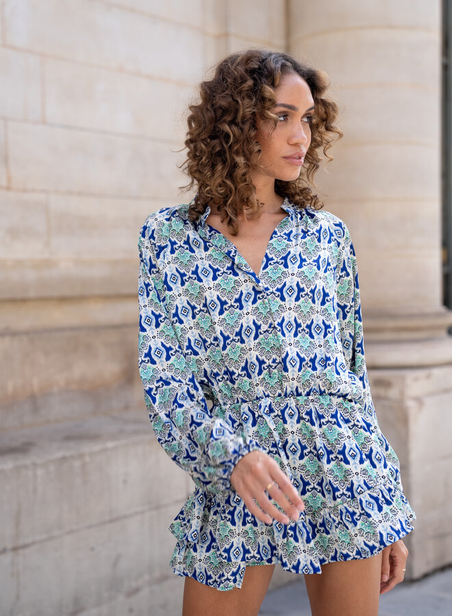 Jumpsuit zomer print blauw