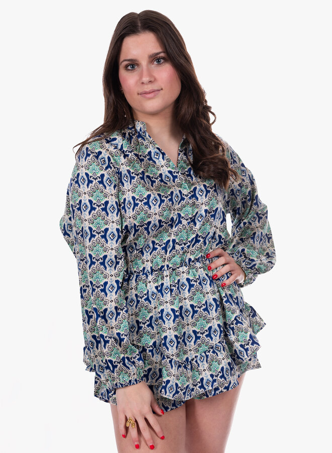 Jumpsuit zomer print blauw