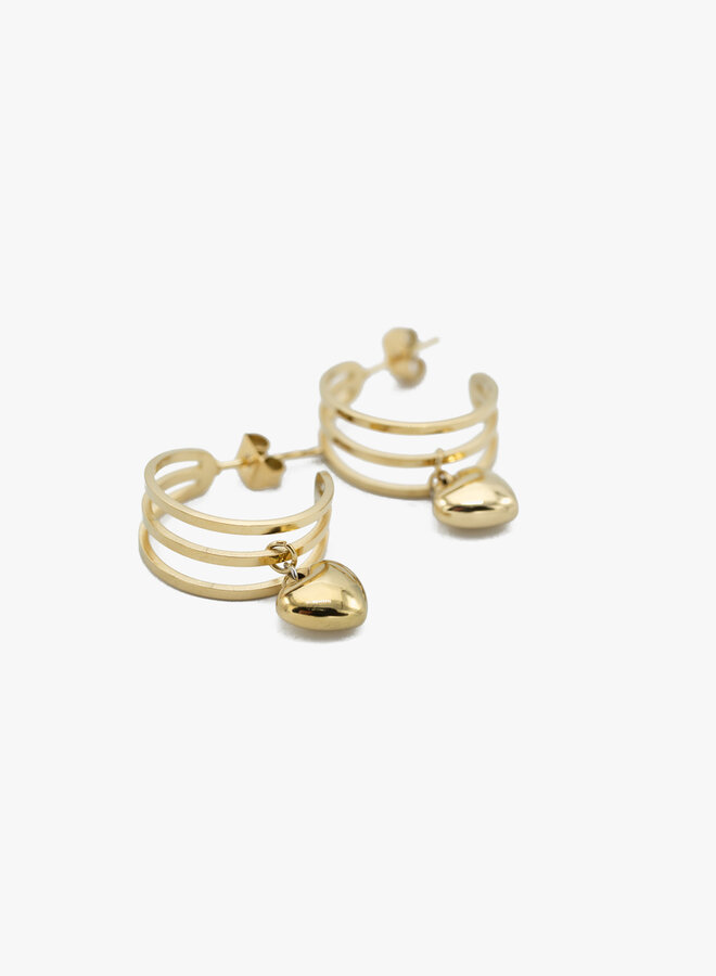 Hartjes oorbellen 3 lagen