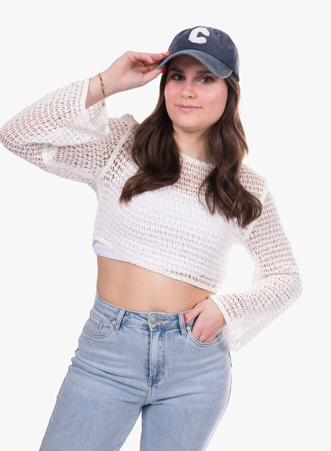 Crochet top kort wit