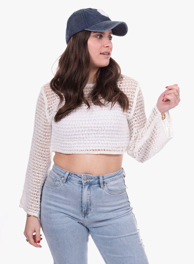 Crochet top kort wit