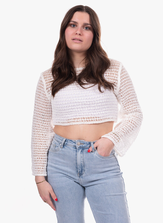 Crochet top kort wit