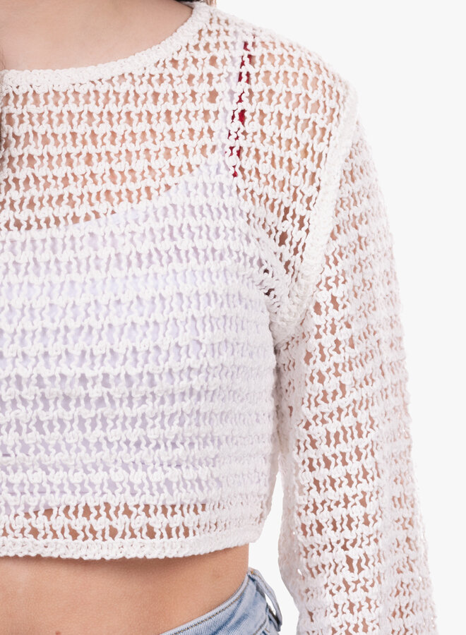 Crochet top kort wit