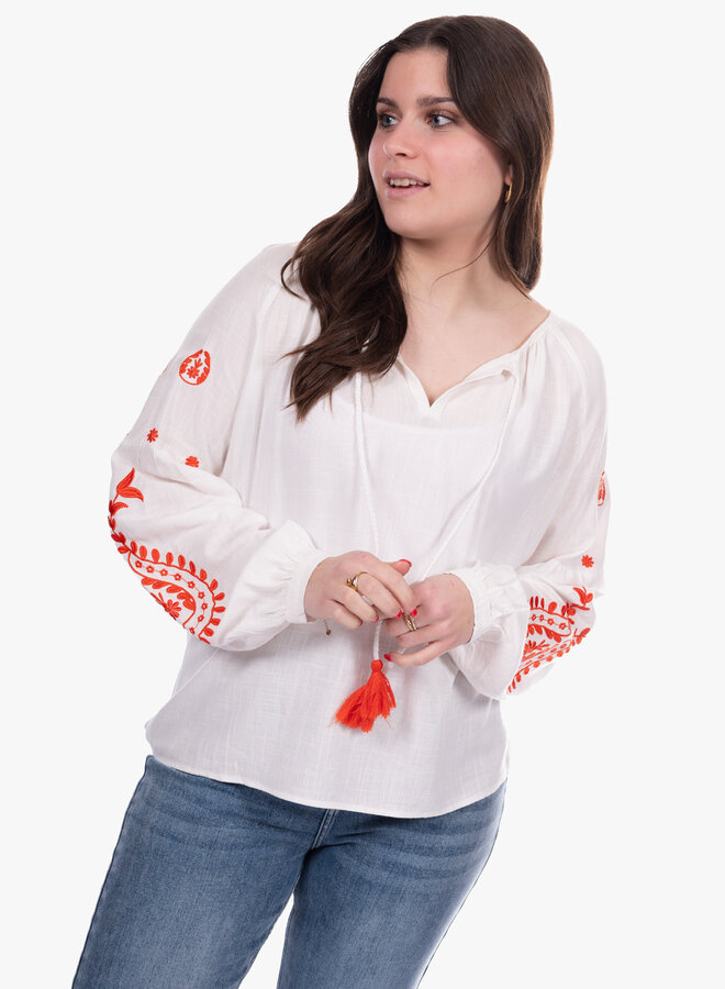 Ibiza blouse katoen met oranje