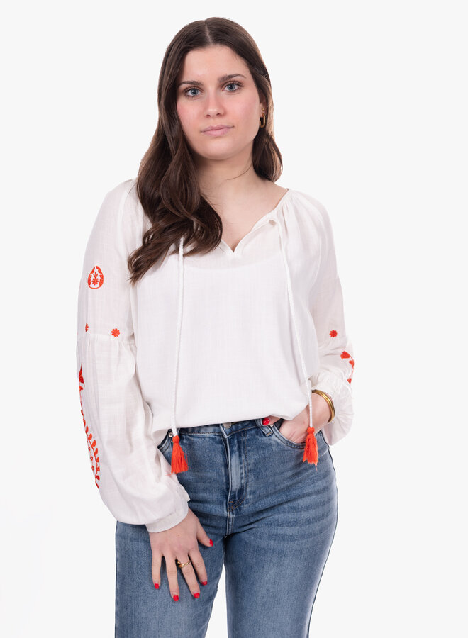 Ibiza blouse katoen met oranje