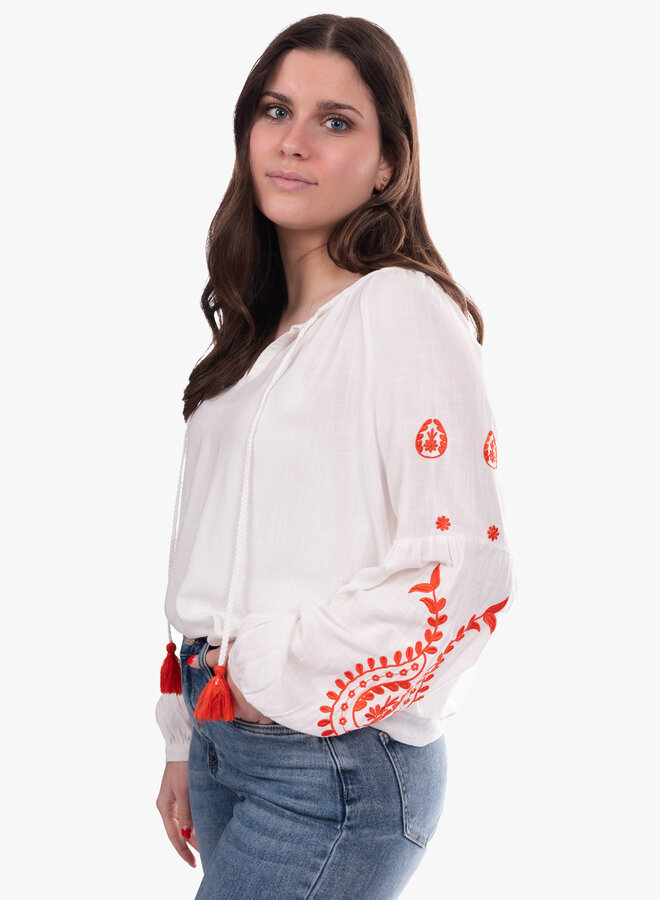 Ibiza blouse katoen met oranje