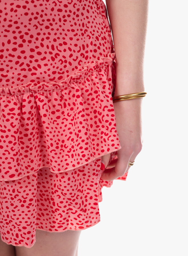 Rok  print rood en roze