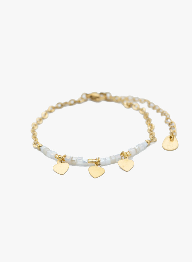 Armband kralen wit Rosa