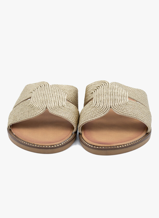 Gevlochten luxe slipper goud