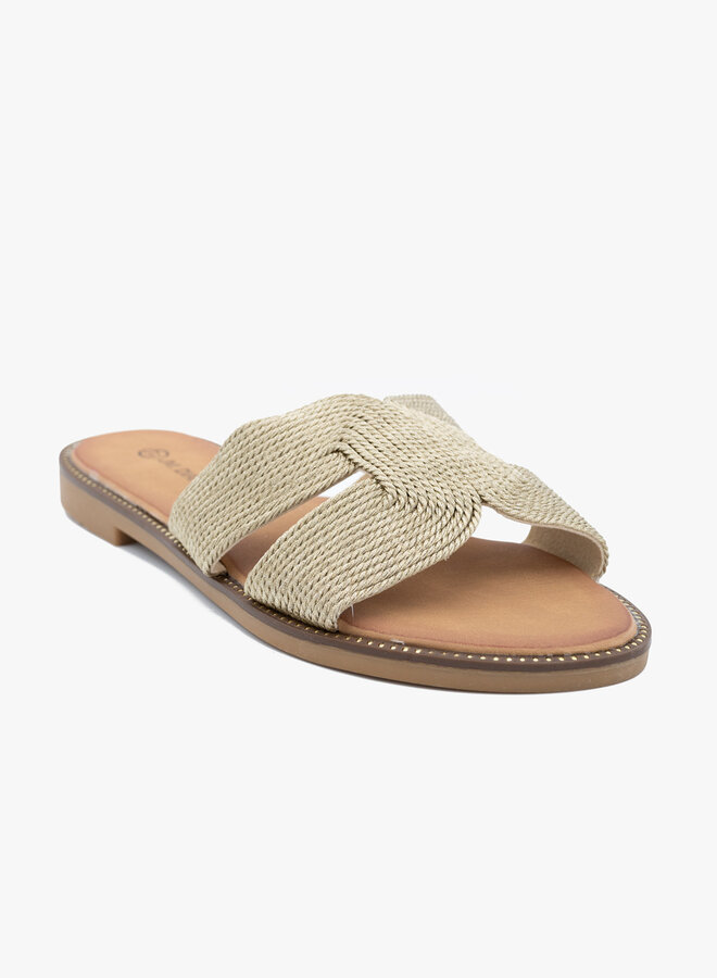Gevlochten luxe slipper goud