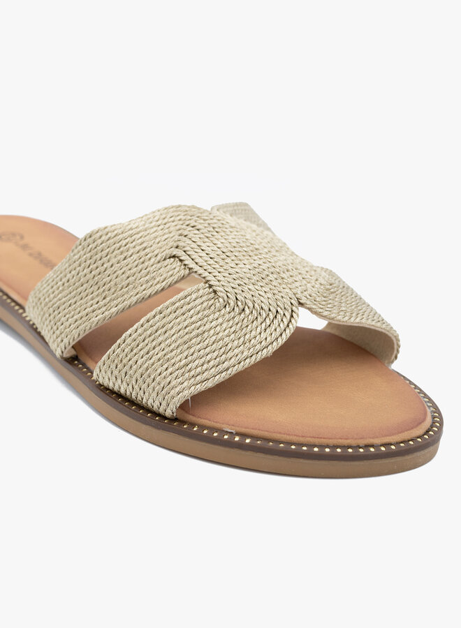 Gevlochten luxe slipper goud