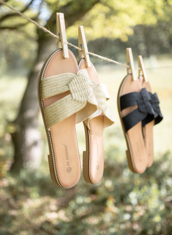 Gevlochten luxe slipper goud