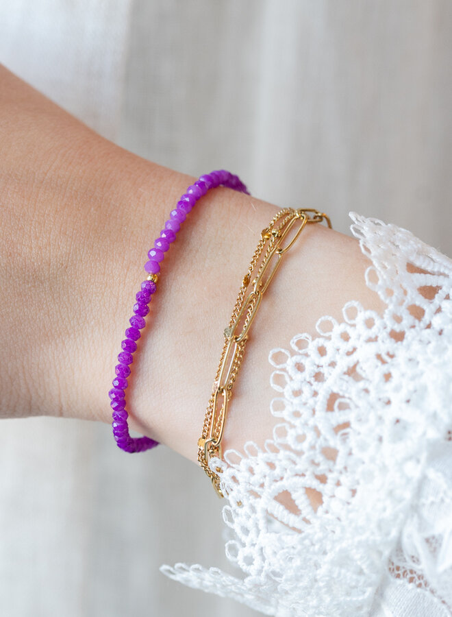 Subtiele kralenarmband effen paars