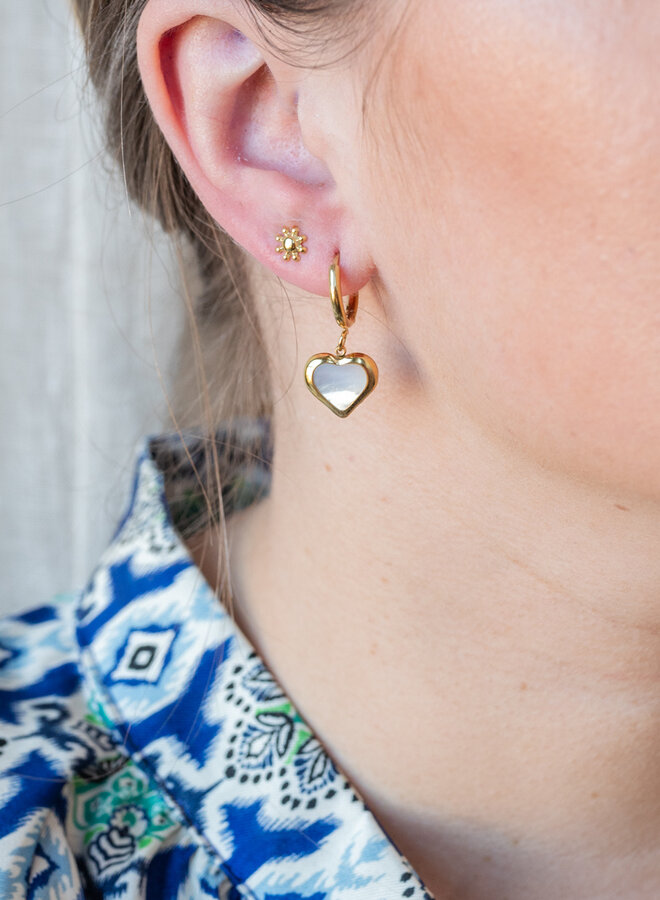 Oorbellen parelmoer hart