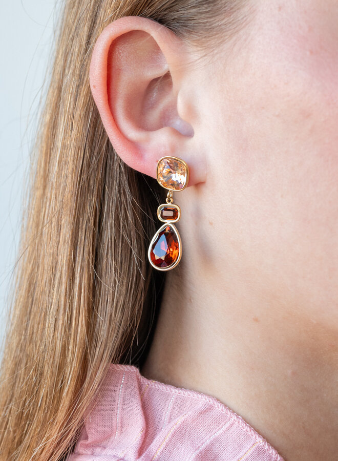 Oorhanger met stenen rood