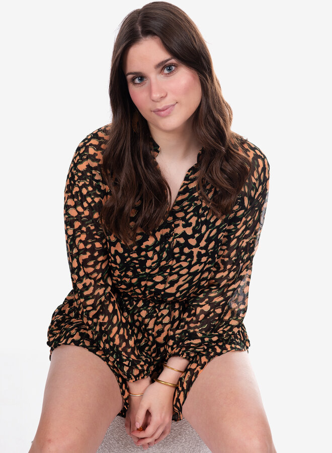 Jumpsuit luipaard print donker
