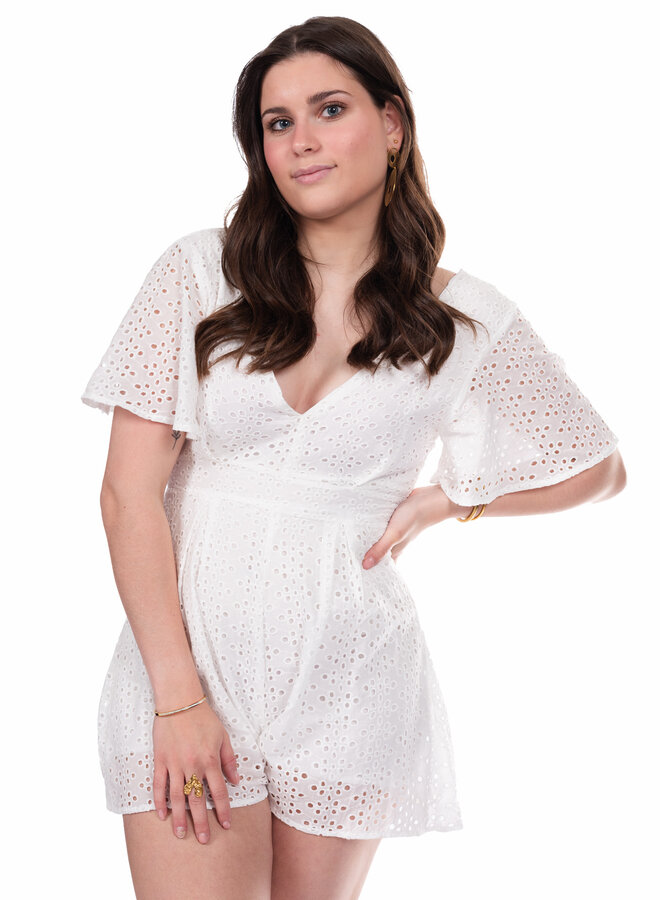 Broderie playsuit wit