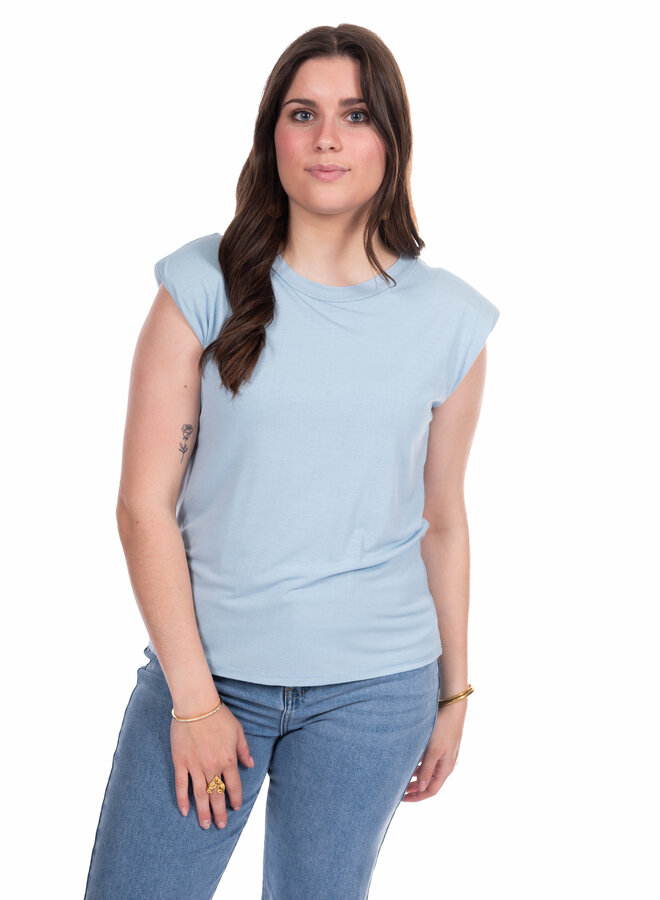 Top basic schoudervulling blauw