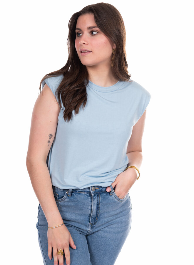 Top basic schoudervulling blauw