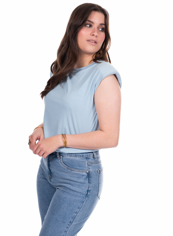 Top basic schoudervulling blauw