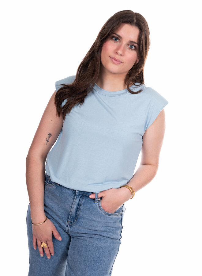 Top basic schoudervulling blauw
