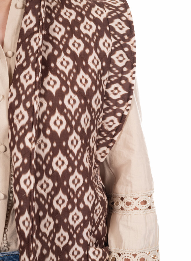 Gewatteerde gilet met print bruin