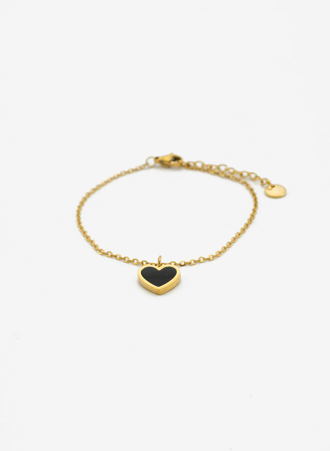 Fijne armband met zwart hart