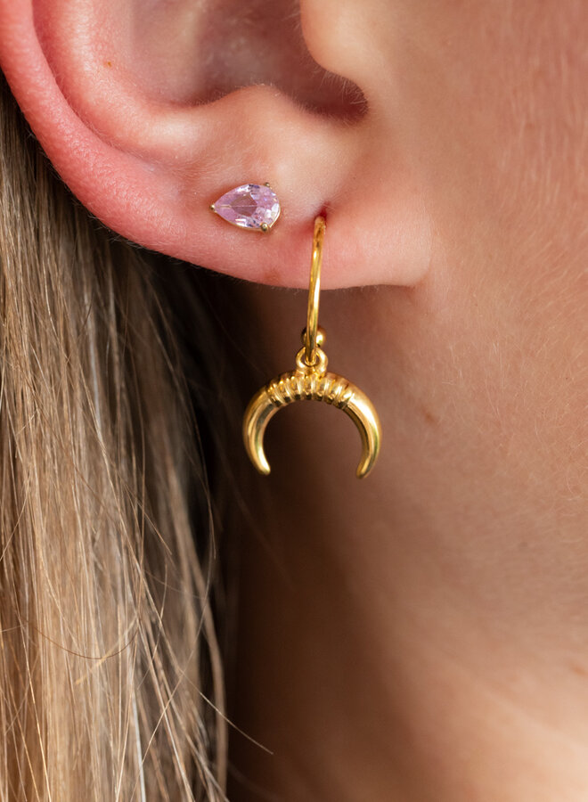 Oorknopjes glitter steentje roze