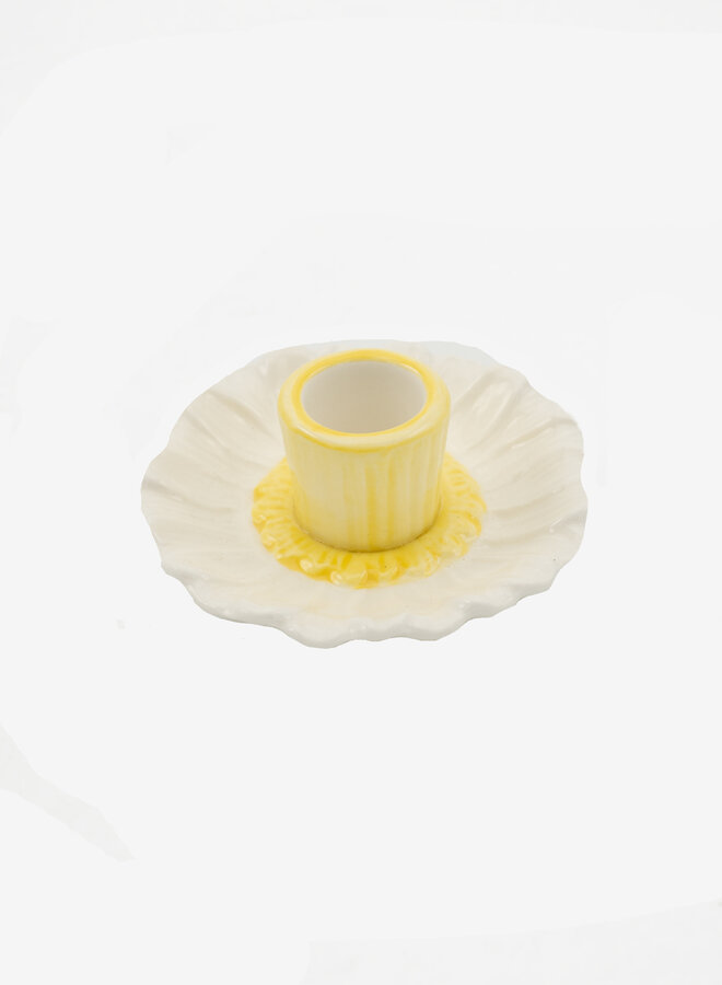 Kandelaar madelief wit en geel