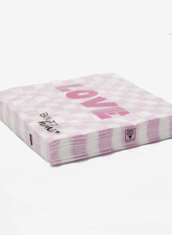 Servetten blocked love lila