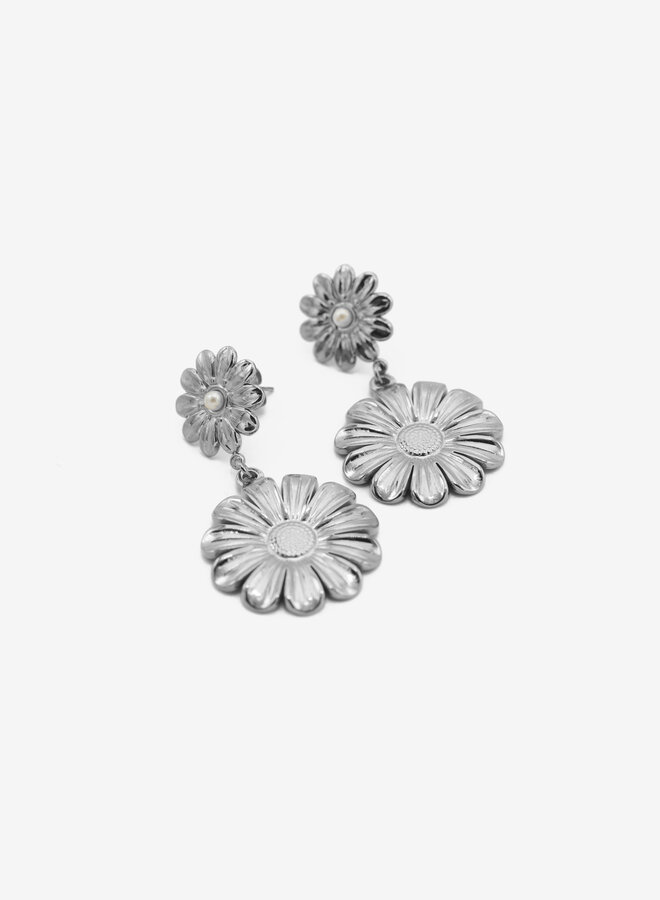 Statement oorbellen twee bloemen