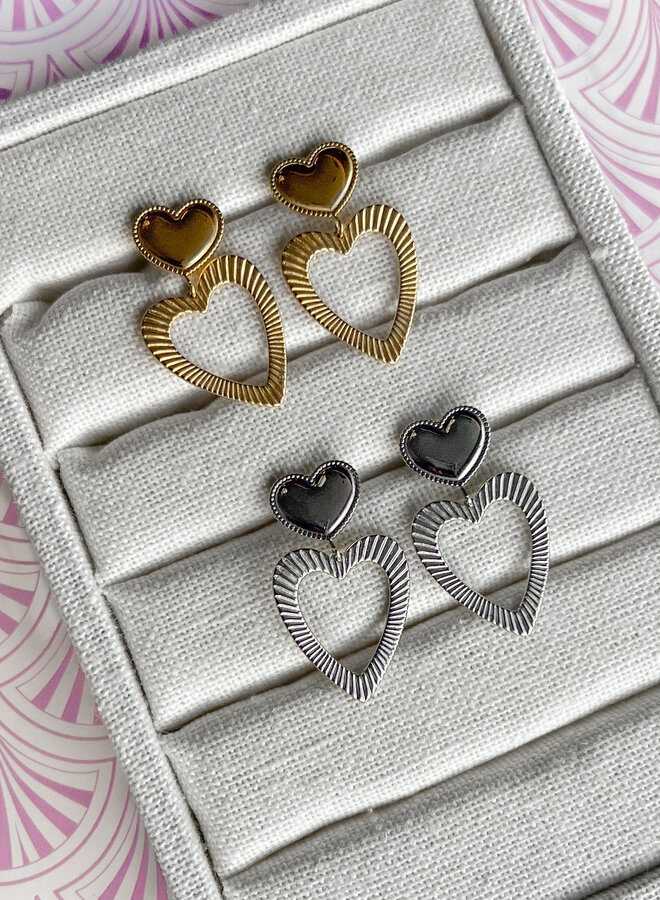 Statement oorbellen open heart