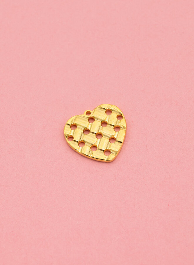 Bedel hart met gaatjes goud