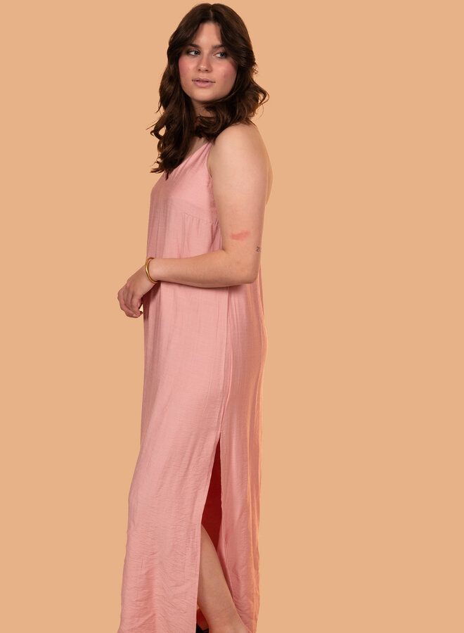 Luxe maxi jurk zachtroze
