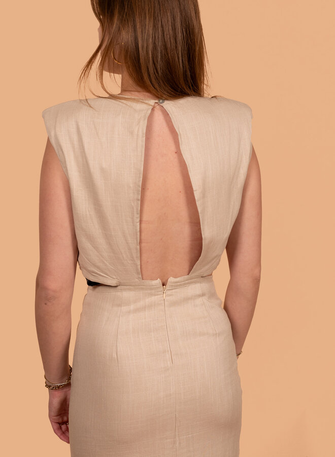 Linnen jurk sexy vibe beige