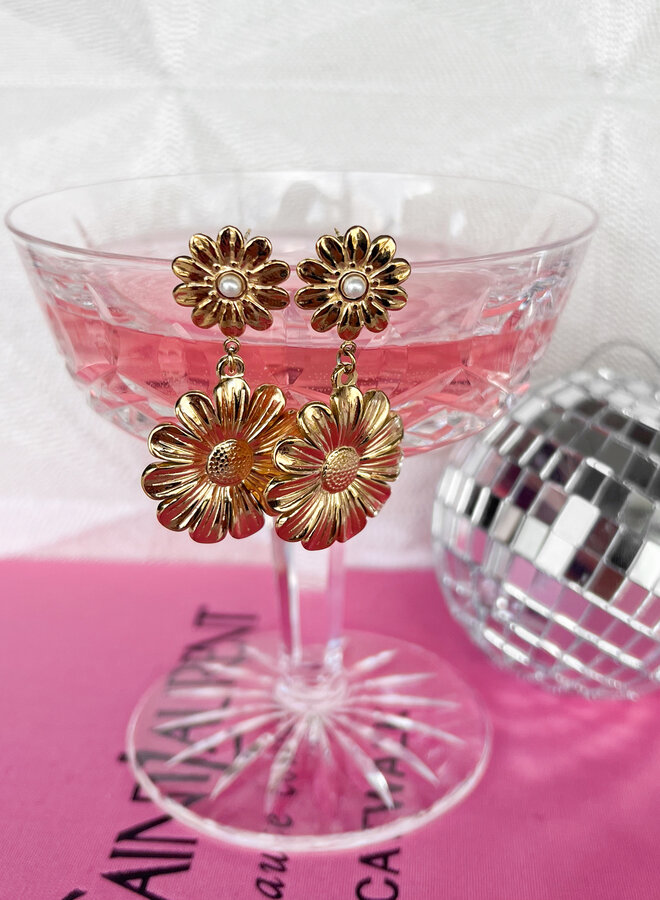 Statement oorbellen twee bloemen