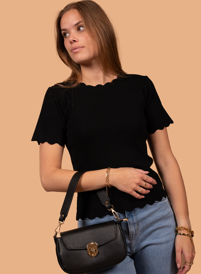 Top met zigzag details zwart