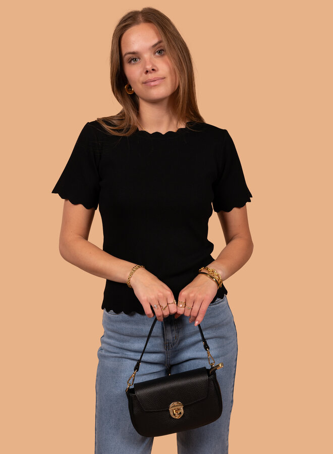 Top met zigzag details zwart