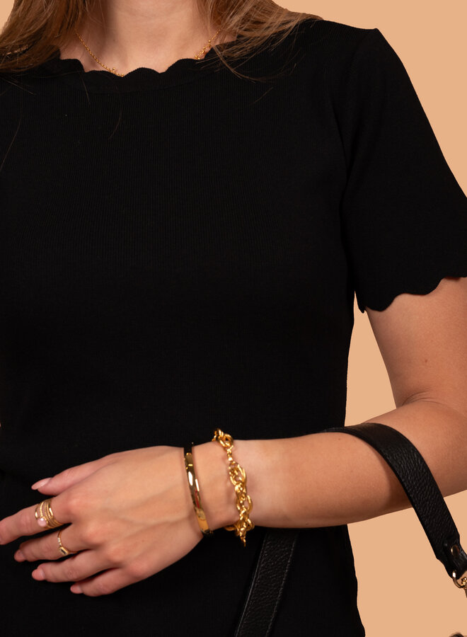 Top met zigzag details zwart