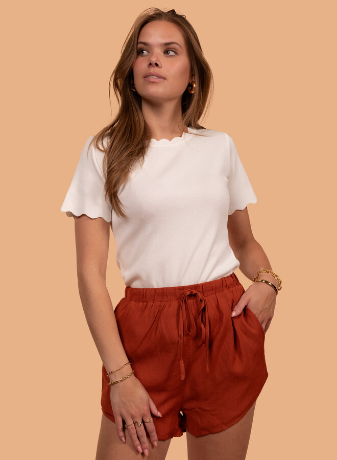 Roestbruin short katoen-mix