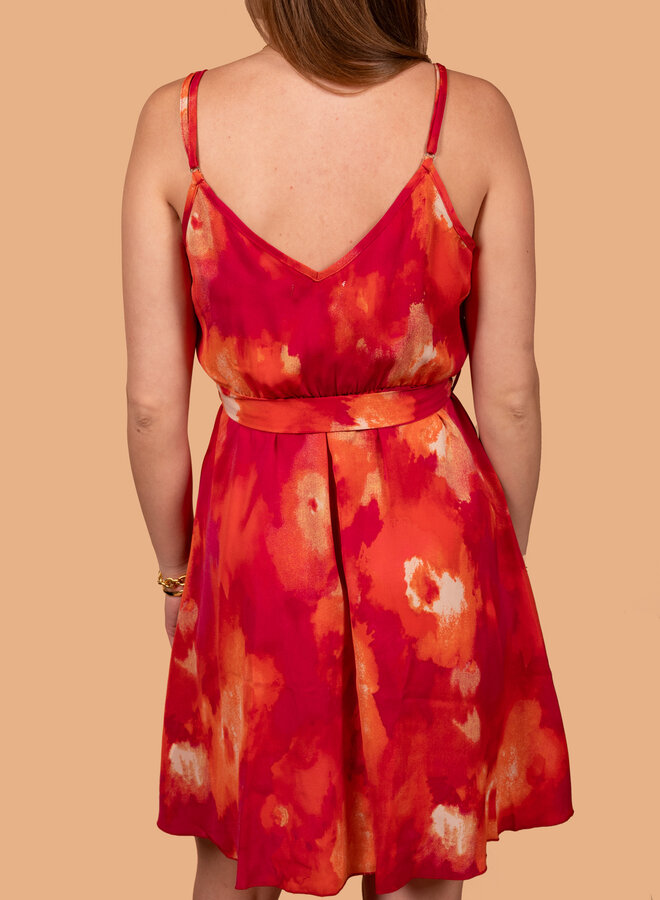 Korte jurk met roze print